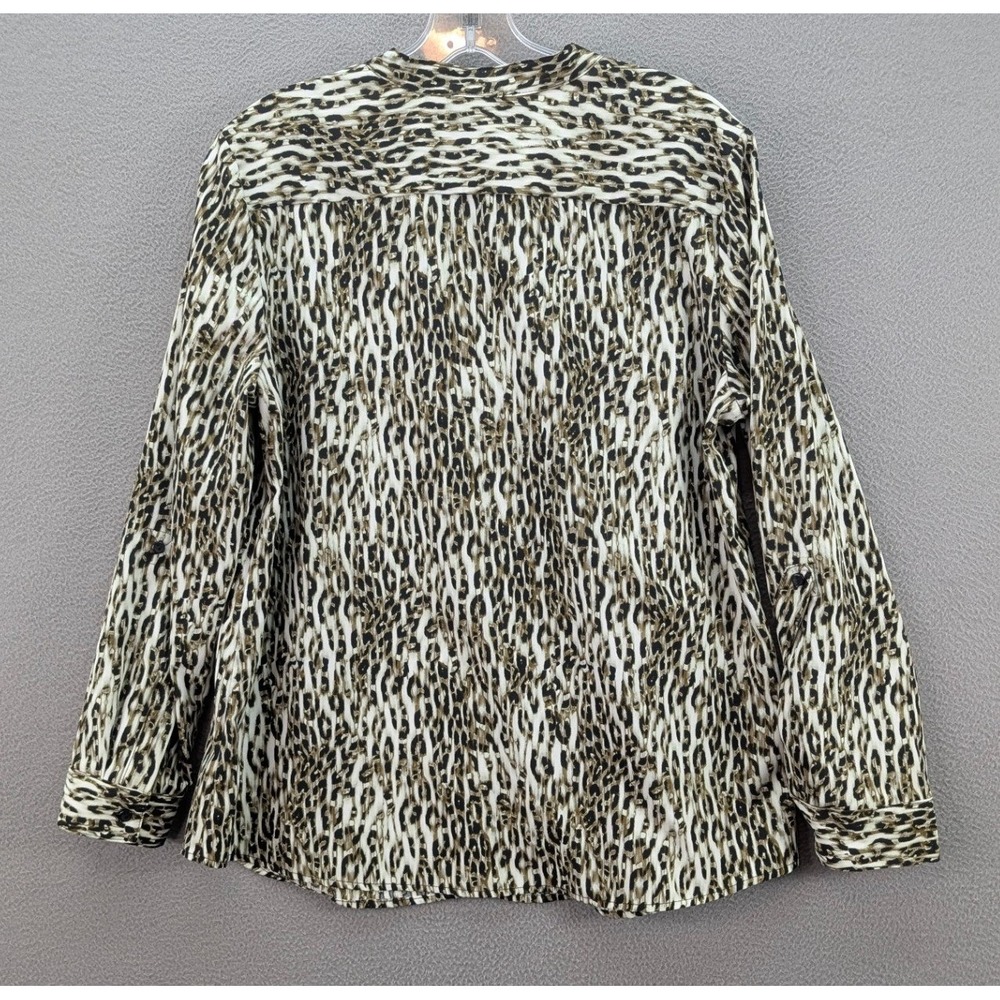 Notations Petite Leopard Print Button Down Long S… - image 5